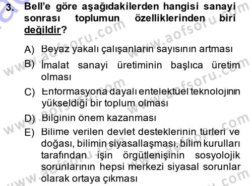 Çağdaş Sosyoloji Kuramları Dersi 2014 - 2015 Yılı (Vize) Ara Sınav Soruları 3. Soru