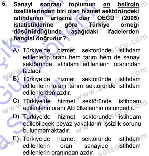 Çağdaş Sosyoloji Kuramları Dersi 2014 - 2015 Yılı (Vize) Ara Sınav Soruları 5. Soru