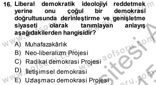 Çağdaş Sosyoloji Kuramları Dersi 2014 - 2015 Yılı (Final) Dönem Sonu Sınav Soruları 16. Soru