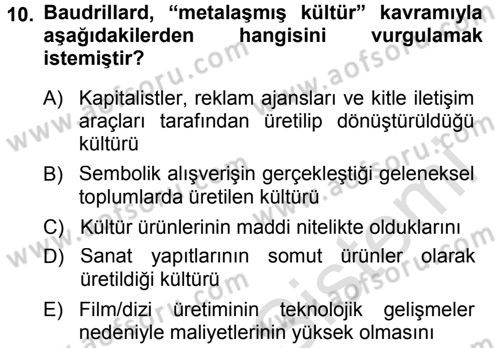 Çağdaş Sosyoloji Kuramları Dersi 2014 - 2015 Yılı Tek Ders Sınav Soruları 10. Soru
