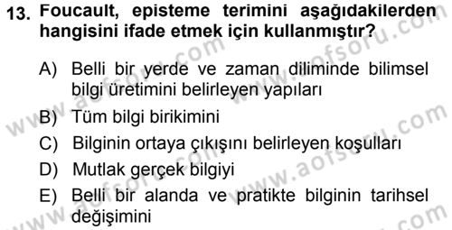 Çağdaş Sosyoloji Kuramları Dersi 2014 - 2015 Yılı Tek Ders Sınav Soruları 13. Soru