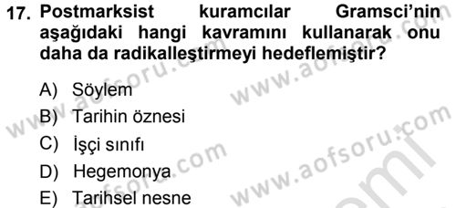 Çağdaş Sosyoloji Kuramları Dersi 2014 - 2015 Yılı Tek Ders Sınav Soruları 17. Soru