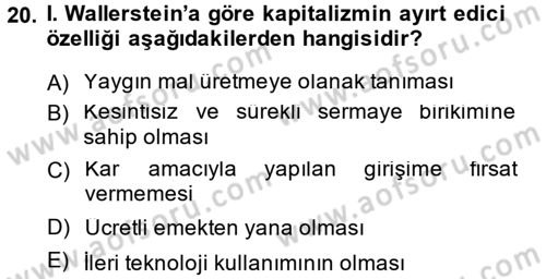 Çağdaş Sosyoloji Kuramları Dersi 2014 - 2015 Yılı Tek Ders Sınav Soruları 20. Soru