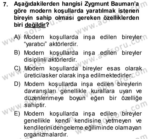 Çağdaş Sosyoloji Kuramları Dersi 2014 - 2015 Yılı Tek Ders Sınav Soruları 7. Soru