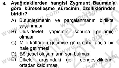 Çağdaş Sosyoloji Kuramları Dersi 2014 - 2015 Yılı Tek Ders Sınav Soruları 8. Soru