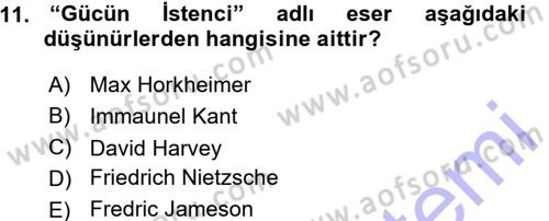 Çağdaş Sosyoloji Kuramları Dersi 2015 - 2016 Yılı (Vize) Ara Sınav Soruları 11. Soru