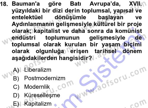 Çağdaş Sosyoloji Kuramları Dersi 2015 - 2016 Yılı (Vize) Ara Sınav Soruları 18. Soru