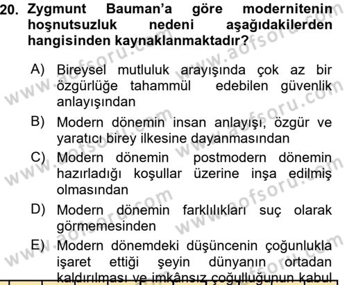 Çağdaş Sosyoloji Kuramları Dersi 2015 - 2016 Yılı (Vize) Ara Sınav Soruları 20. Soru