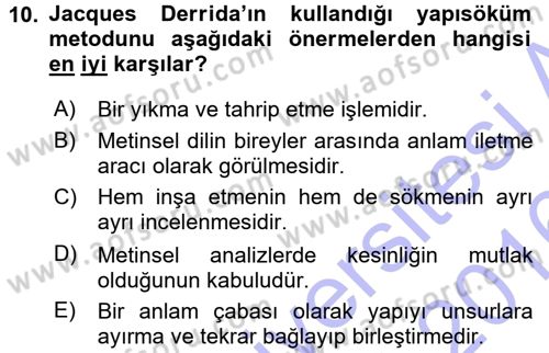 Çağdaş Sosyoloji Kuramları Dersi 2015 - 2016 Yılı (Final) Dönem Sonu Sınav Soruları 10. Soru