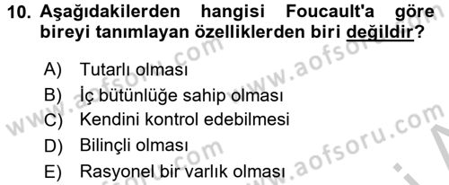 Çağdaş Sosyoloji Kuramları Dersi 2016 - 2017 Yılı 3 Ders Sınav Soruları 10. Soru
