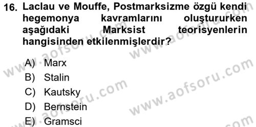 Çağdaş Sosyoloji Kuramları Dersi 2016 - 2017 Yılı 3 Ders Sınav Soruları 16. Soru