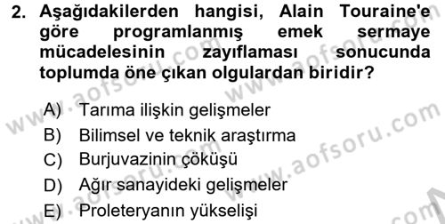 Çağdaş Sosyoloji Kuramları Dersi 2016 - 2017 Yılı 3 Ders Sınav Soruları 2. Soru