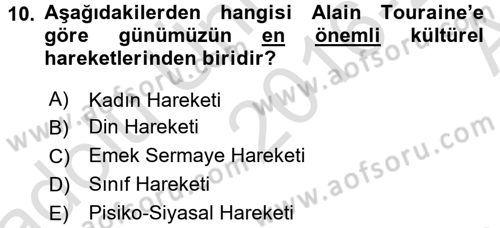 Çağdaş Sosyoloji Kuramları Dersi 2016 - 2017 Yılı (Vize) Ara Sınav Soruları 10. Soru