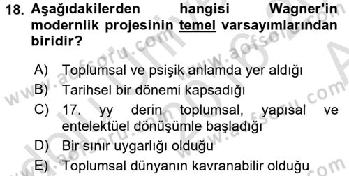 Çağdaş Sosyoloji Kuramları Dersi 2016 - 2017 Yılı (Vize) Ara Sınav Soruları 18. Soru