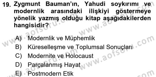 Çağdaş Sosyoloji Kuramları Dersi 2016 - 2017 Yılı (Vize) Ara Sınav Soruları 19. Soru