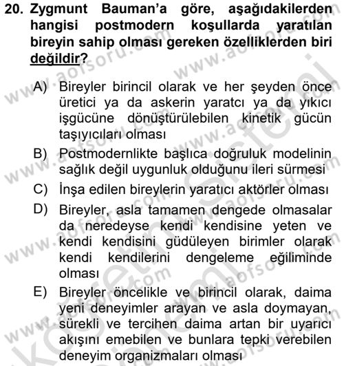 Çağdaş Sosyoloji Kuramları Dersi 2016 - 2017 Yılı (Vize) Ara Sınav Soruları 20. Soru