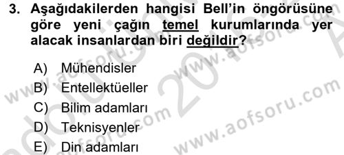 Çağdaş Sosyoloji Kuramları Dersi 2016 - 2017 Yılı (Vize) Ara Sınav Soruları 3. Soru
