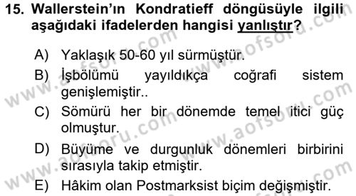 Çağdaş Sosyoloji Kuramları Dersi 2016 - 2017 Yılı (Final) Dönem Sonu Sınav Soruları 15. Soru