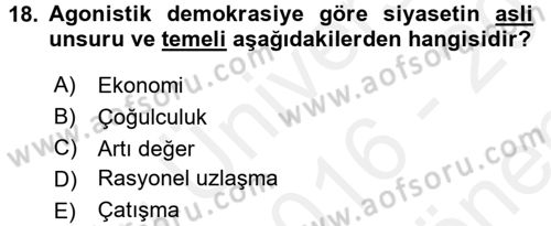 Çağdaş Sosyoloji Kuramları Dersi 2016 - 2017 Yılı (Final) Dönem Sonu Sınav Soruları 18. Soru