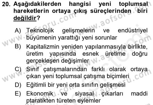 Çağdaş Sosyoloji Kuramları Dersi 2016 - 2017 Yılı (Final) Dönem Sonu Sınav Soruları 20. Soru