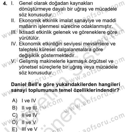 Çağdaş Sosyoloji Kuramları Dersi 2017 - 2018 Yılı (Vize) Ara Sınav Soruları 4. Soru