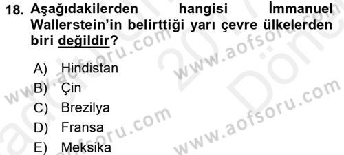 Çağdaş Sosyoloji Kuramları Dersi 2017 - 2018 Yılı (Final) Dönem Sonu Sınav Soruları 18. Soru