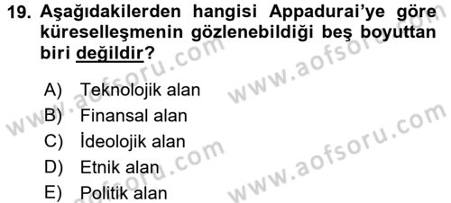 Çağdaş Sosyoloji Kuramları Dersi 2017 - 2018 Yılı (Final) Dönem Sonu Sınavı 19. Soru