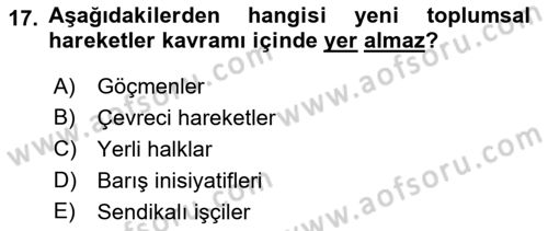 Çağdaş Sosyoloji Kuramları Dersi 2018 - 2019 Yılı 3 Ders Sınav Soruları 17. Soru