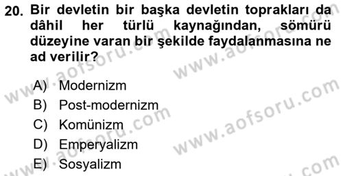 Çağdaş Sosyoloji Kuramları Dersi 2018 - 2019 Yılı 3 Ders Sınav Soruları 20. Soru