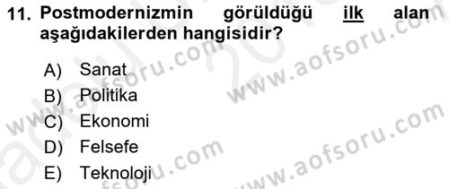 Çağdaş Sosyoloji Kuramları Dersi Ara Sınavı Deneme Sınav Soruları 11. Soru