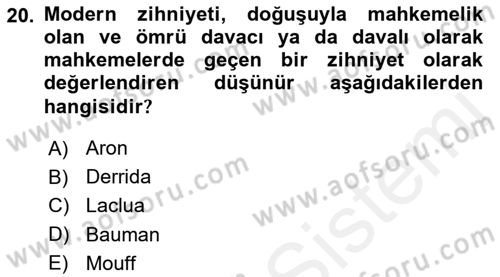 Çağdaş Sosyoloji Kuramları Dersi 2018 - 2019 Yılı (Vize) Ara Sınav Soruları 20. Soru