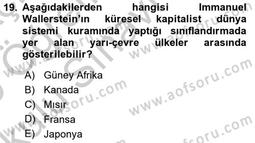 Çağdaş Sosyoloji Kuramları Dersi 2018 - 2019 Yılı Yaz Okulu Sınav Soruları 19. Soru