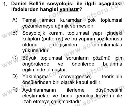 Çağdaş Sosyoloji Kuramları Dersi 2019 - 2020 Yılı (Vize) Ara Sınav Soruları 1. Soru