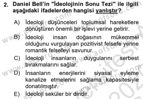 Çağdaş Sosyoloji Kuramları Dersi 2019 - 2020 Yılı (Vize) Ara Sınav Soruları 2. Soru