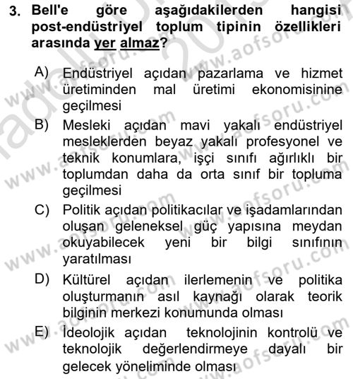 Çağdaş Sosyoloji Kuramları Dersi 2019 - 2020 Yılı (Vize) Ara Sınav Soruları 3. Soru