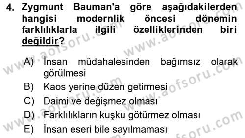 Çağdaş Sosyoloji Kuramları Dersi 2019 - 2020 Yılı (Final) Dönem Sonu Sınavı 4. Soru