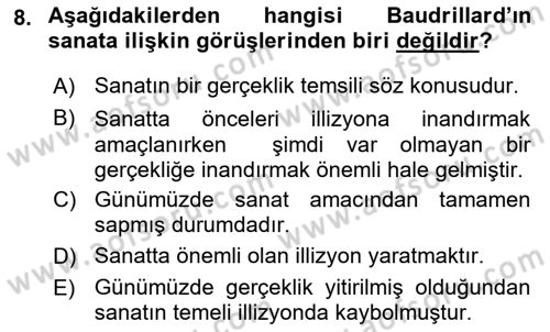 Çağdaş Sosyoloji Kuramları Dersi 2019 - 2020 Yılı (Final) Dönem Sonu Sınavı 8. Soru