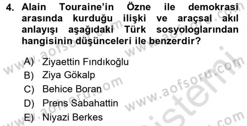 Çağdaş Sosyoloji Kuramları Dersi 2020 - 2021 Yılı Yaz Okulu Sınav Soruları 4. Soru