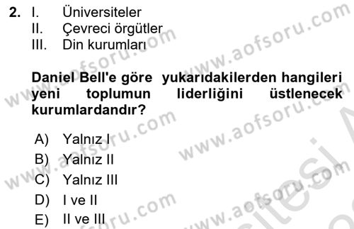 Çağdaş Sosyoloji Kuramları Dersi 2021 - 2022 Yılı (Vize) Ara Sınav Soruları 2. Soru