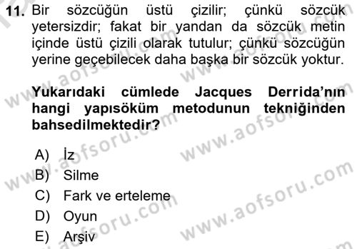 Çağdaş Sosyoloji Kuramları Dersi 2021 - 2022 Yılı (Final) Dönem Sonu Sınav Soruları 11. Soru