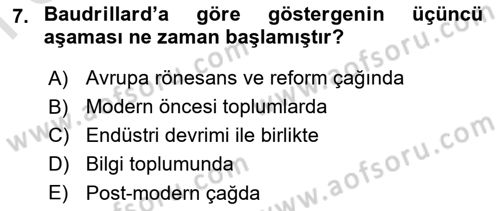 Çağdaş Sosyoloji Kuramları Dersi 2021 - 2022 Yılı (Final) Dönem Sonu Sınav Soruları 7. Soru