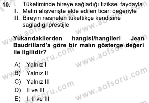 Çağdaş Sosyoloji Kuramları Dersi 2021 - 2022 Yılı Yaz Okulu Sınav Soruları 10. Soru