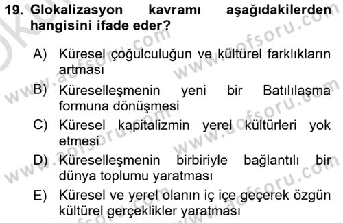 Çağdaş Sosyoloji Kuramları Dersi 2021 - 2022 Yılı Yaz Okulu Sınav Soruları 19. Soru