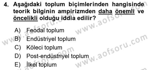 Çağdaş Sosyoloji Kuramları Dersi 2022 - 2023 Yılı (Vize) Ara Sınav Soruları 4. Soru