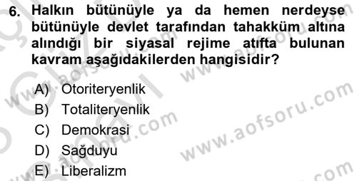 Çağdaş Sosyoloji Kuramları Dersi 2022 - 2023 Yılı (Vize) Ara Sınav Soruları 6. Soru