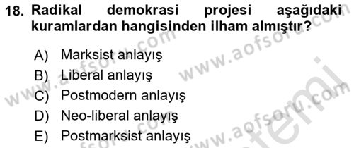 Çağdaş Sosyoloji Kuramları Dersi 2022 - 2023 Yılı (Final) Dönem Sonu Sınav Soruları 18. Soru