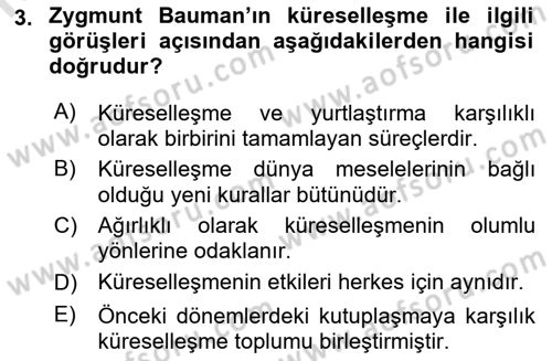 Çağdaş Sosyoloji Kuramları Dersi 2022 - 2023 Yılı (Final) Dönem Sonu Sınav Soruları 3. Soru
