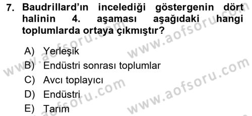 Çağdaş Sosyoloji Kuramları Dersi 2022 - 2023 Yılı (Final) Dönem Sonu Sınav Soruları 7. Soru