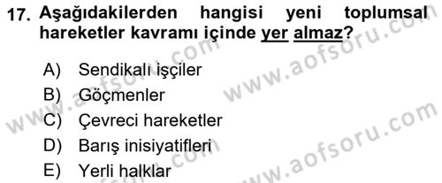 Çağdaş Sosyoloji Kuramları Dersi 2022 - 2023 Yılı Yaz Okulu Sınav Soruları 17. Soru