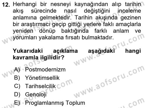 Çağdaş Sosyoloji Kuramları Dersi 2023 - 2024 Yılı (Vize) Ara Sınav Soruları 12. Soru